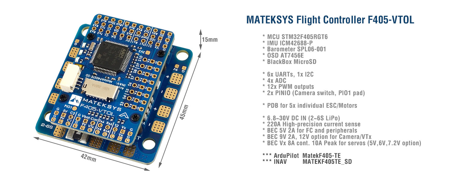 MATEKSYS FLIGHT CONTROLLER F405-VTOL - HEEWING